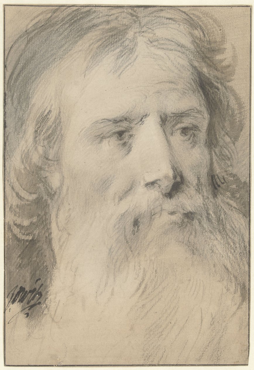 Manskop met grote baard door Jacob de Wit