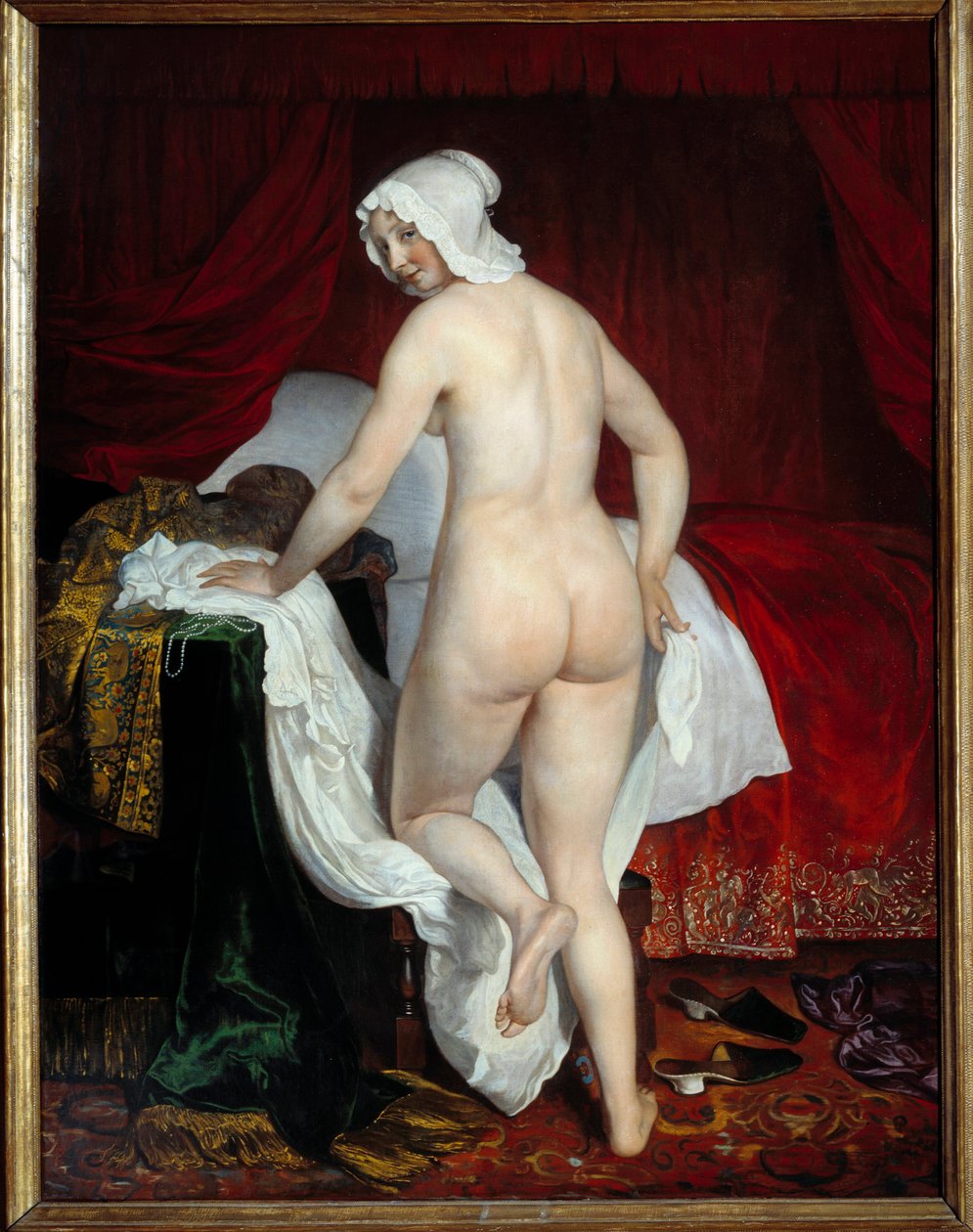 Jonge vrouw liggend, genoemd het Italiaanse bedtijd door Jacob or Jacques van Loo