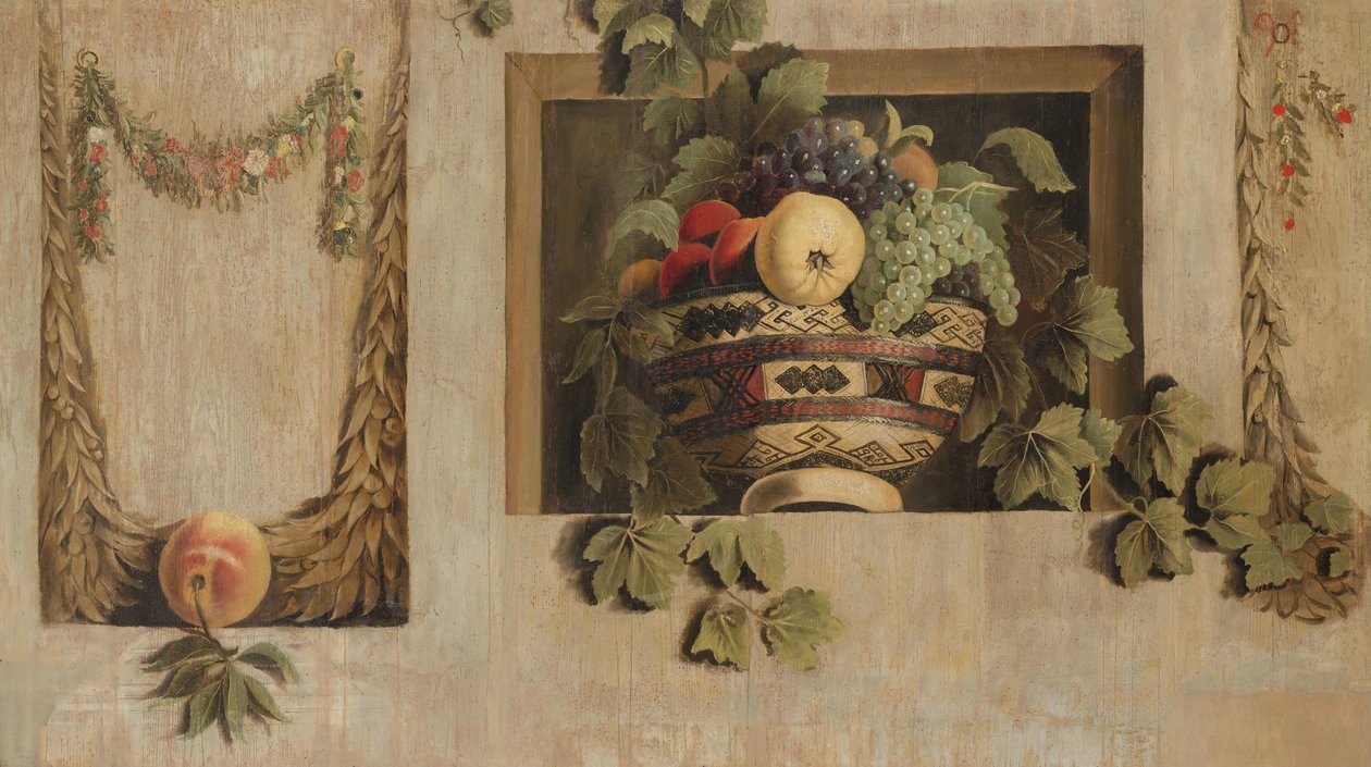 Stilleven met fruit en bloemenkransen door Jacob van Campen