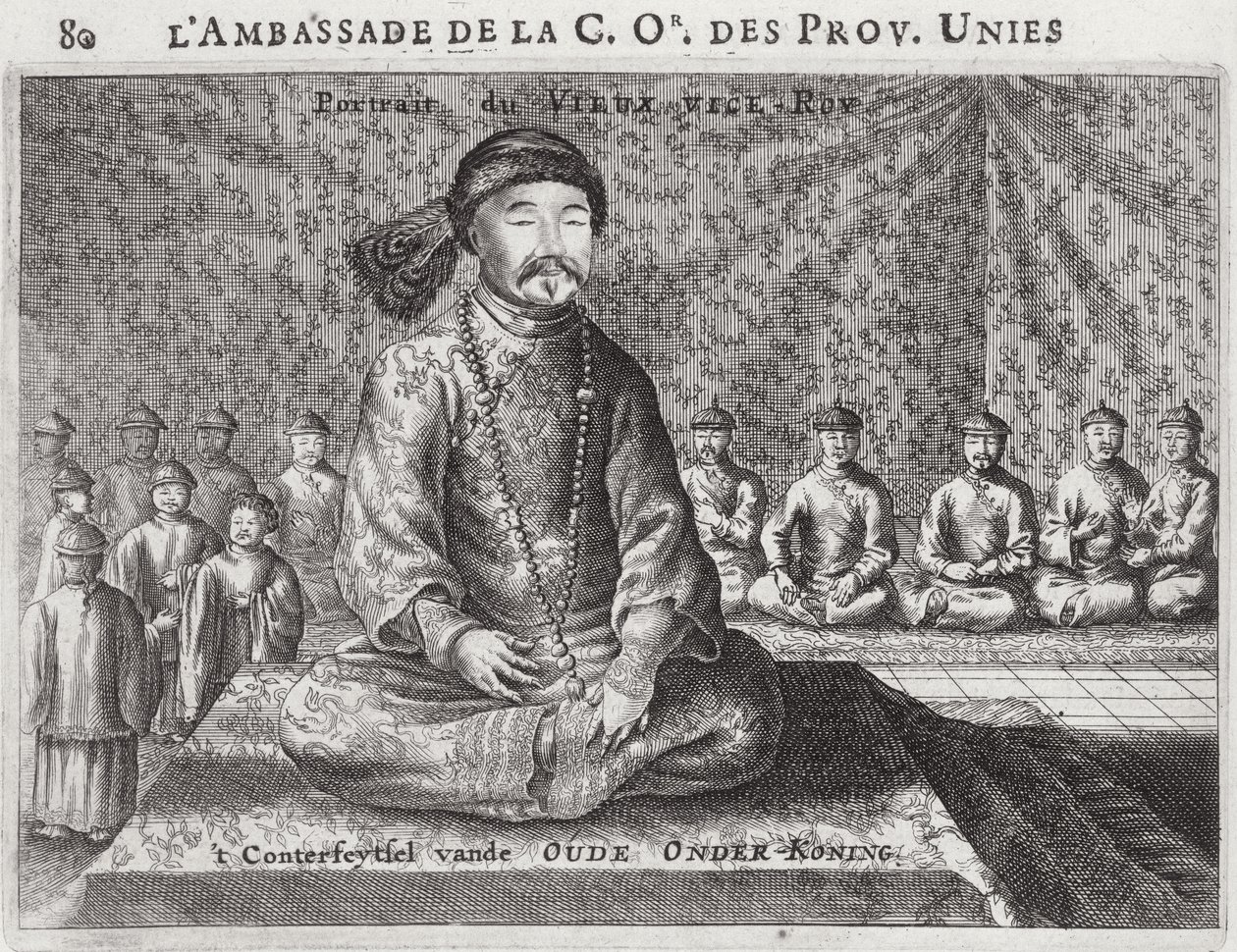 Portret van de Oude Onderkoning, uit een verslag van een Nederlandse Ambassade naar China, 1665 door Jacob van Meurs