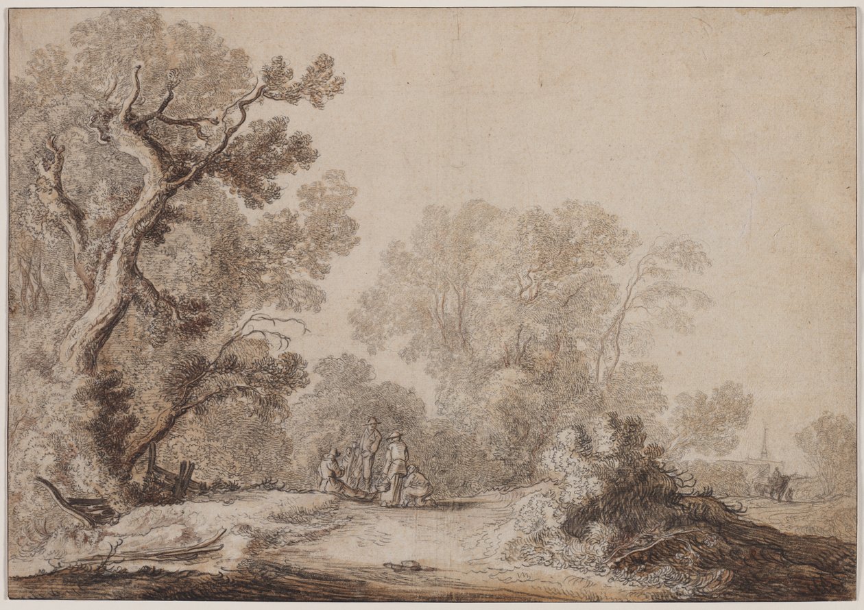 Boeren aan de rand van een bos, ca. 1630 door Jacob van Mosscher