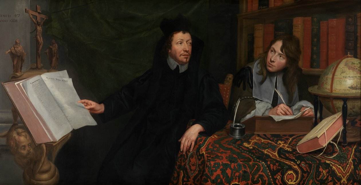 Portret van een Theoloog met zijn Secretaris door Jacob van Oost