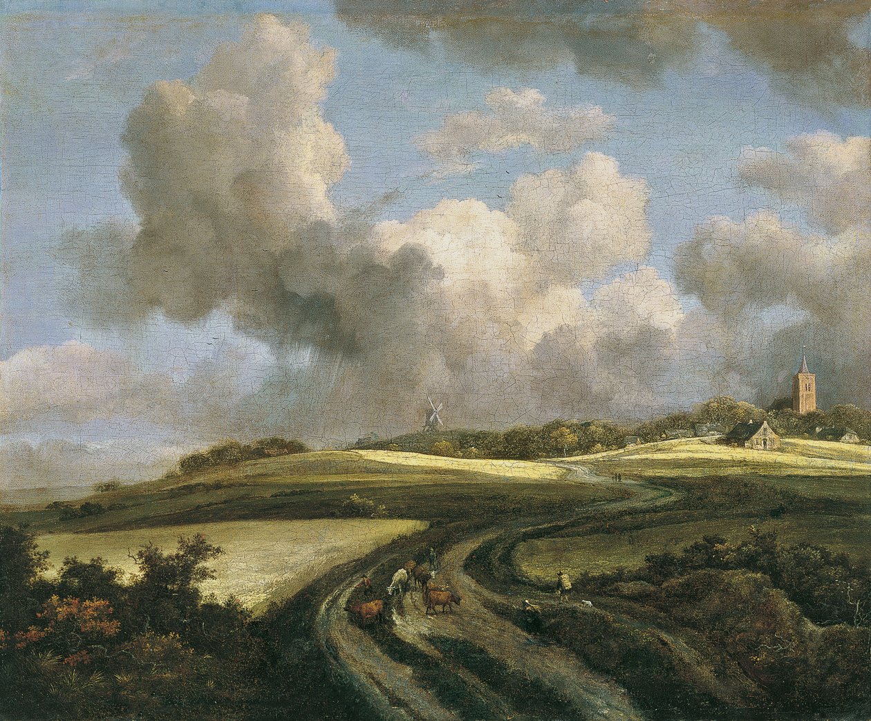 Pad door korenvelden bij Zuiderzee door Jacob van Ruisdael
