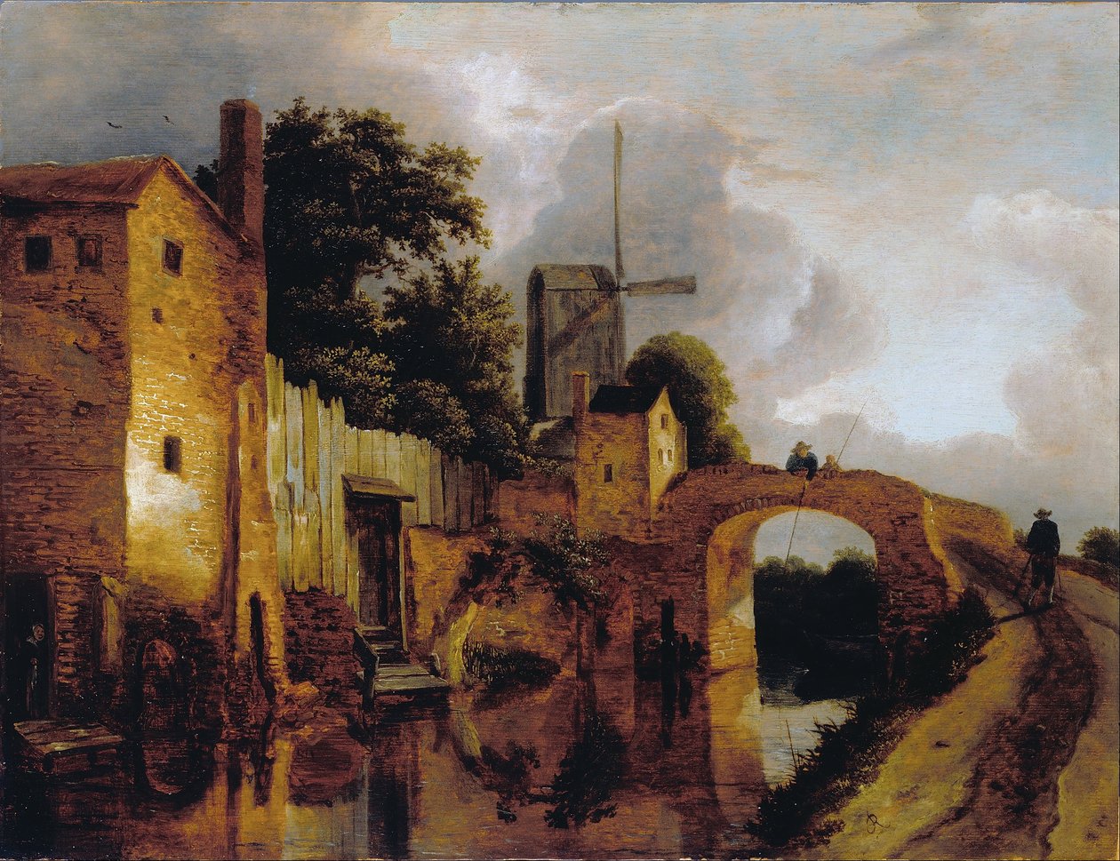 Kanaal met brug door Jacob van Ruisdael