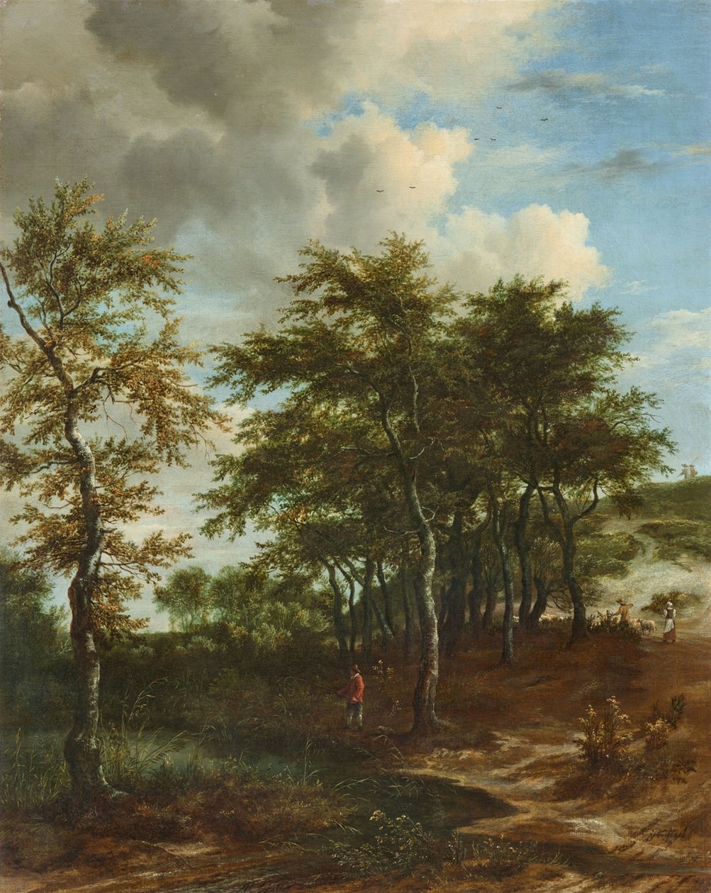 Landschap met hoge bomen door Jacob van Ruisdael
