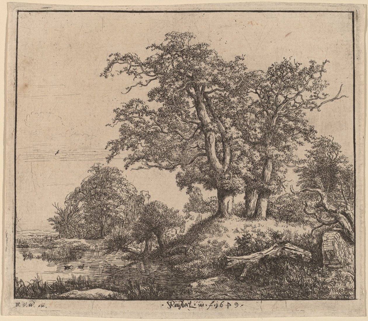 De drie eiken door Jacob van Ruisdael
