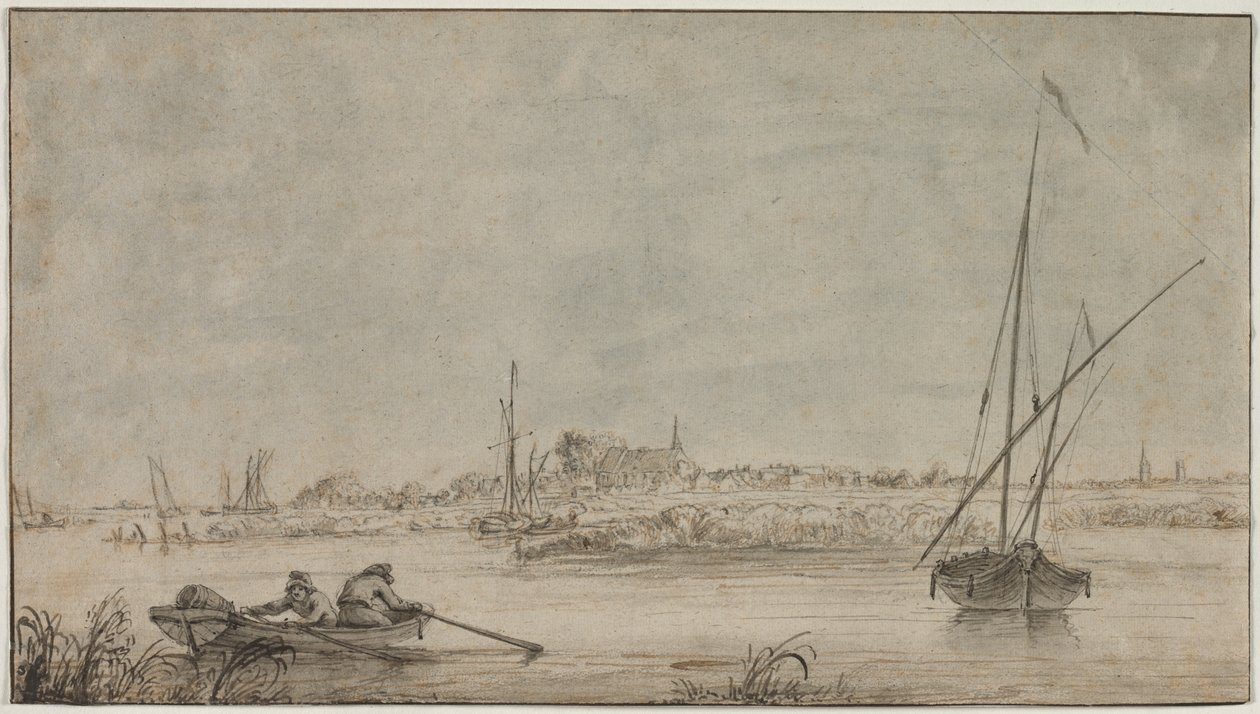 Uitzicht op Dordrecht vanaf de Rivier, 1775-1815 door Jacob van Strij