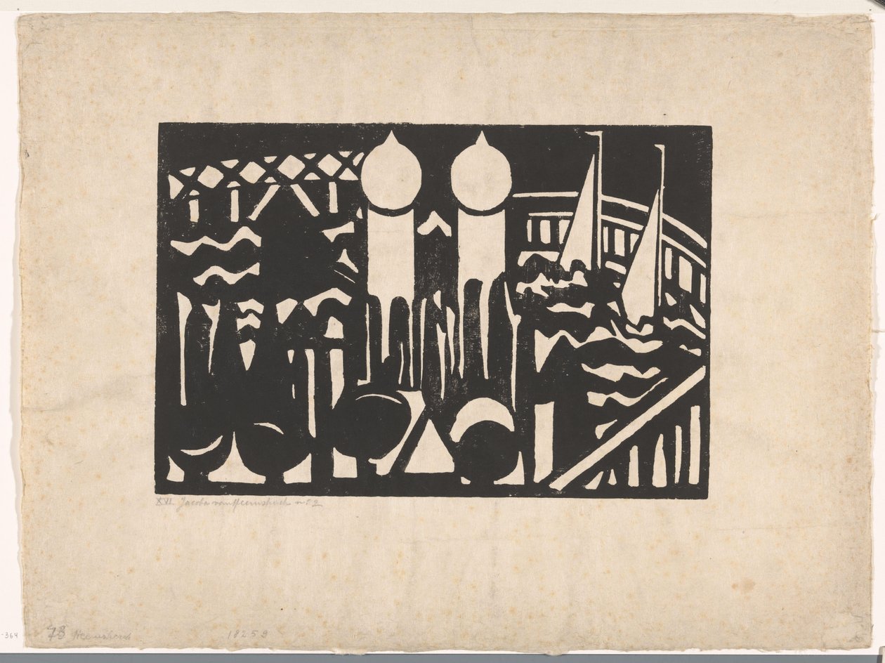 Compositie XVI no. 2 door Jacoba van Heemskerck (signed by artist)