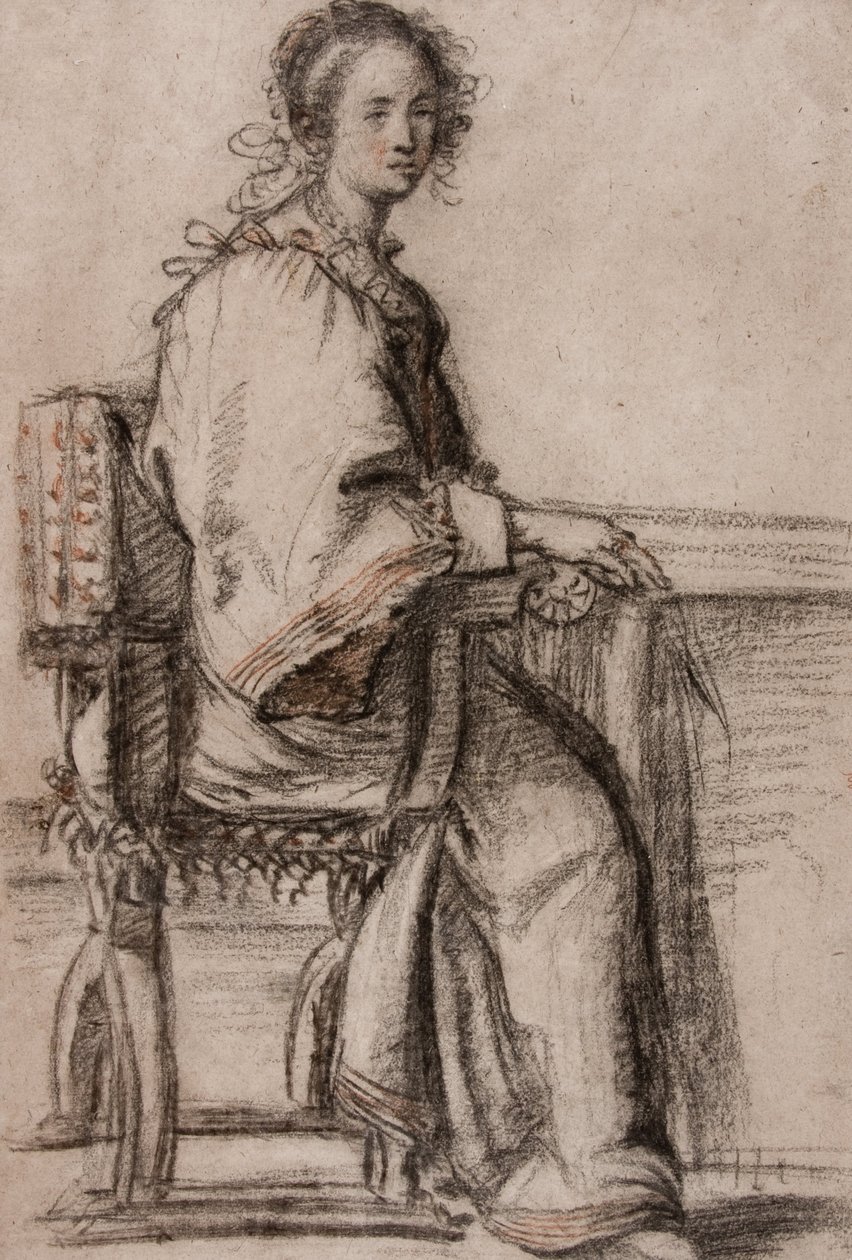 Dame zittend aan een tafel door Jacopo Confortini