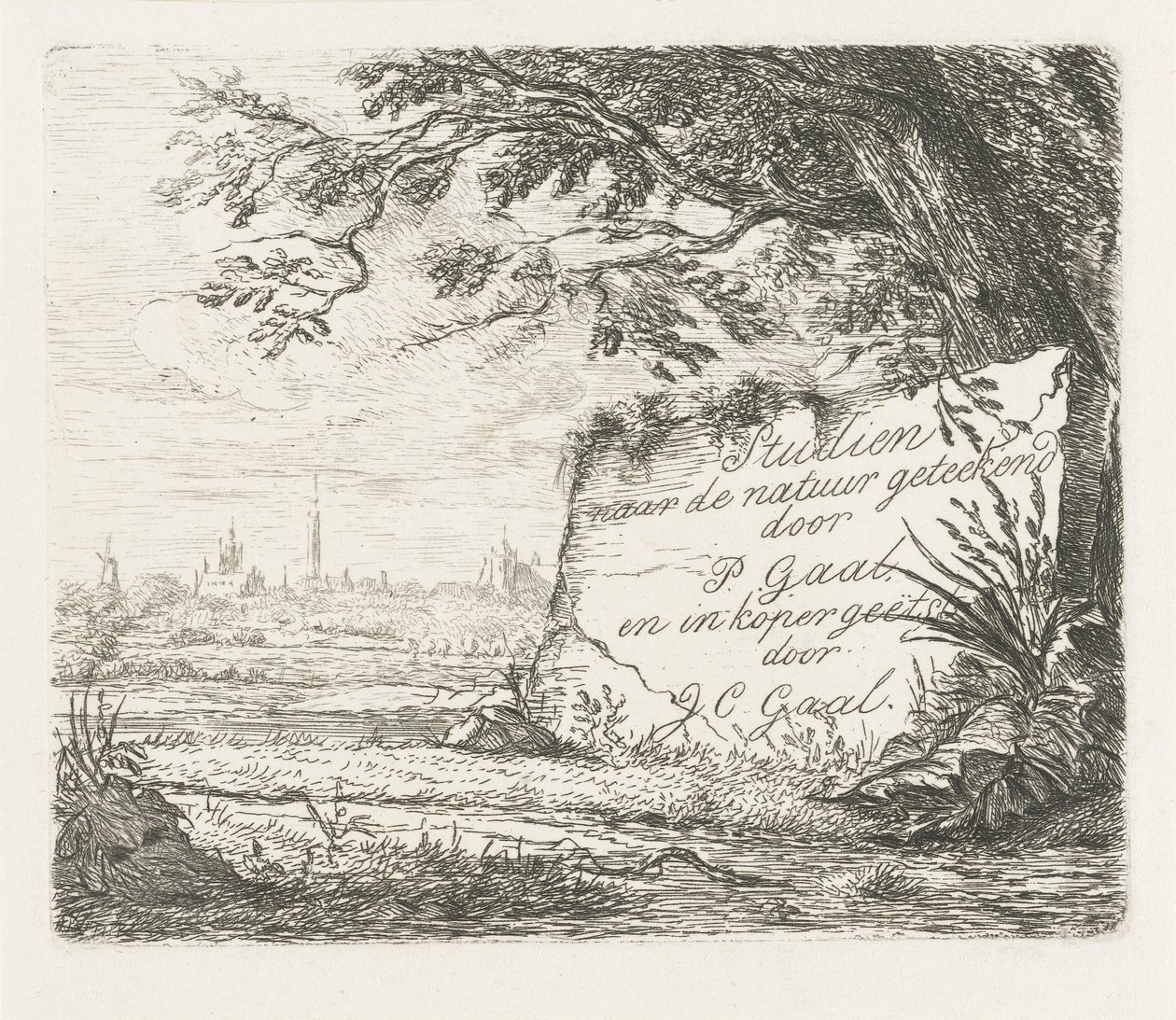 Titelprent voor: Studien naar de natuur geteekend door Jacobus Cornelis Gaal