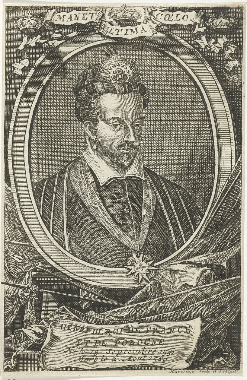 Portret van Hendrik III van Frankrijk, koning van Polen en groothertog van Litouwen door Jacobus Harrewijn