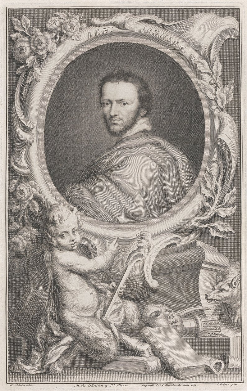 Benjamin Jonson door Jacobus Houbraken