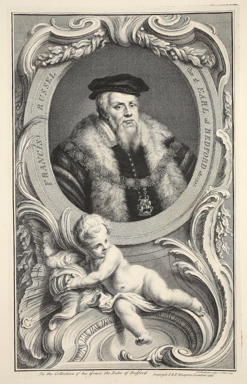 Portret van Francis Russell, illustratie uit 