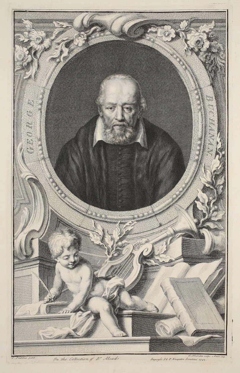 Portret van George Buchanan, naar Frans Pourbus, illustratie uit 