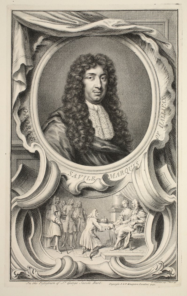 Portret van Savile, Markies van Halifax, illustratie uit 