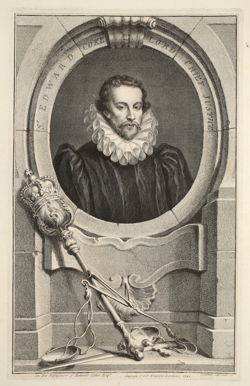 Portret van Sir Edward Coke, Lord Chief Justice, illustratie uit 