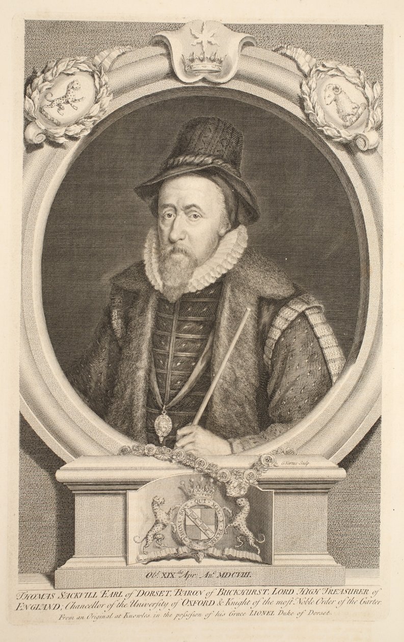 Portret van Thomas Sackville, Graaf van Dorset, Baron van Buckhurst, illustratie uit 