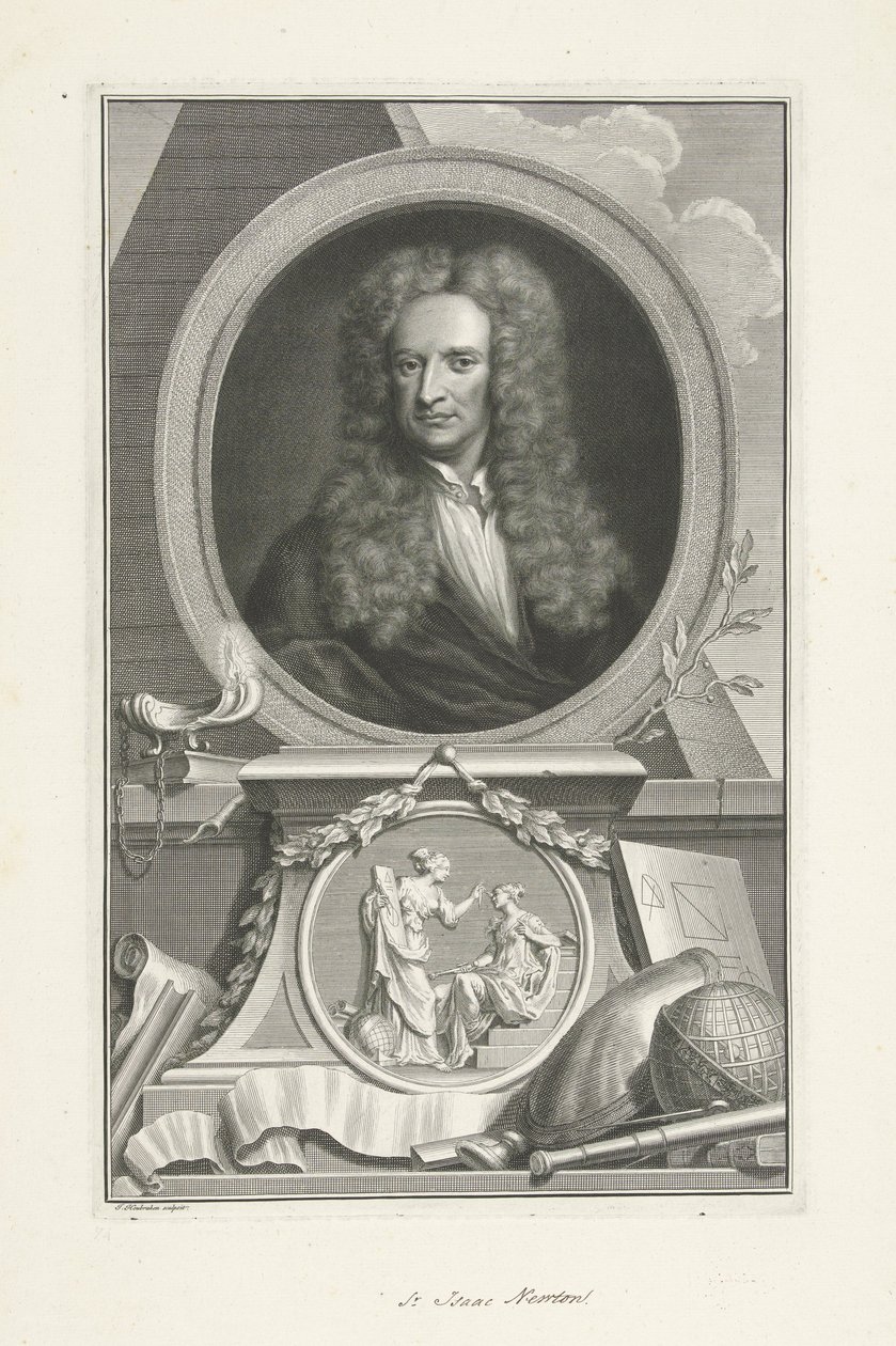 Sir Isaac Newton (1642-1726), Engelse natuurkundige en wiskundige door Jacobus Houbraken
