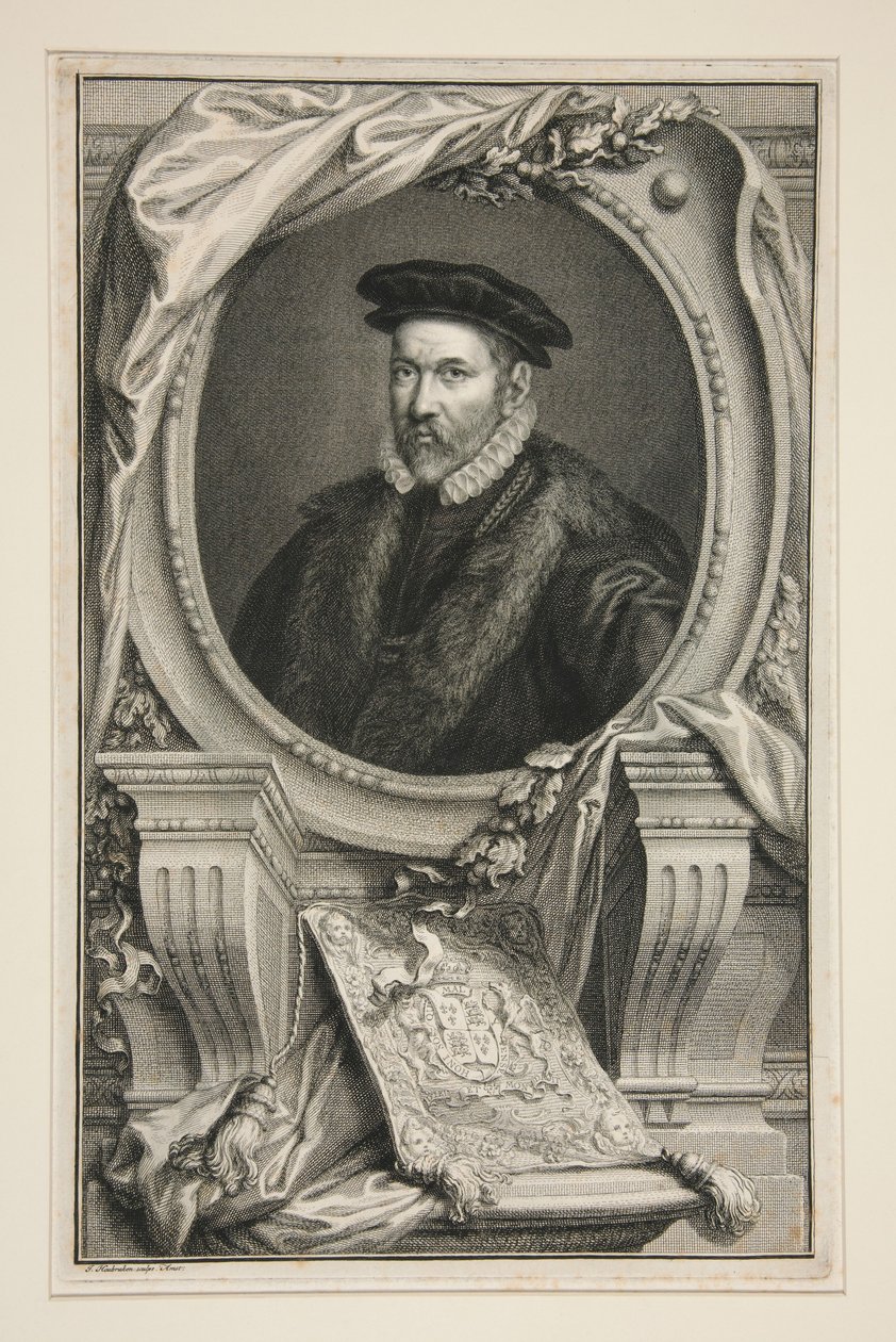 „Sir Nicholas Bacon“ / Thomas Wilson door Jacobus Houbraken