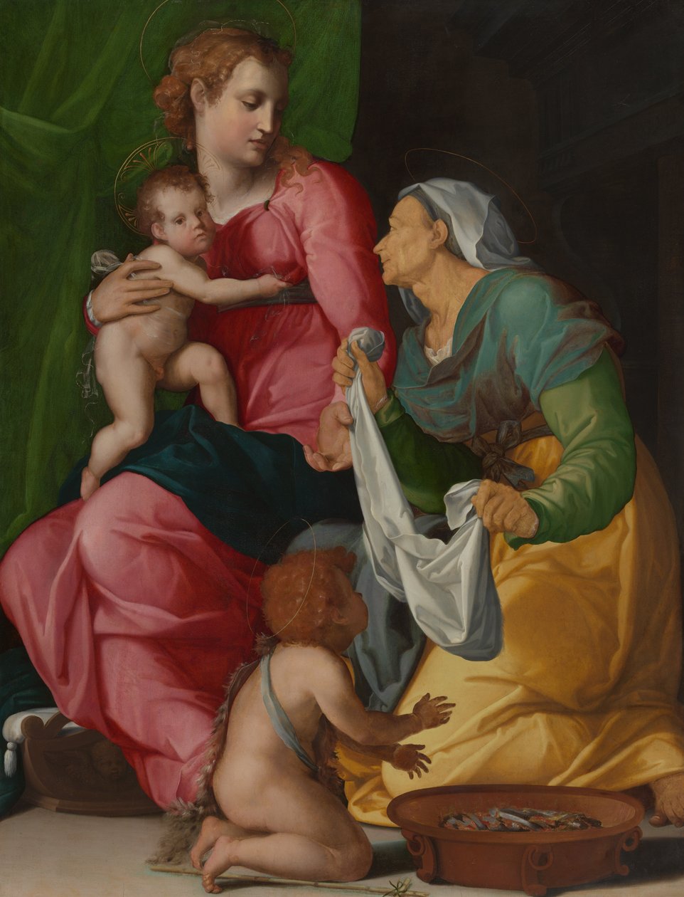 Madonna en kind met de heiligen Elizabeth en Johannes de Doper door Jacopino del Conte