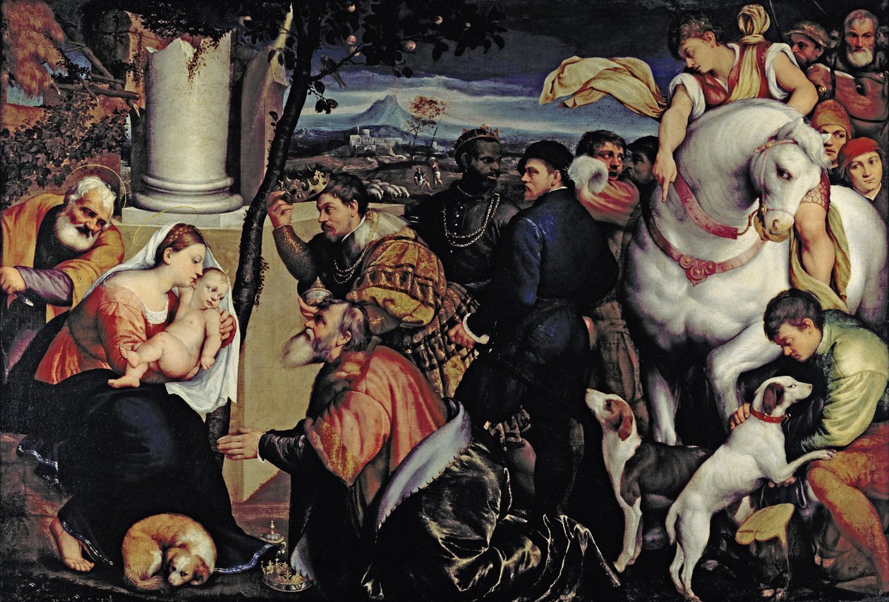 Aanbidding der Koningen door Jacopo Bassano