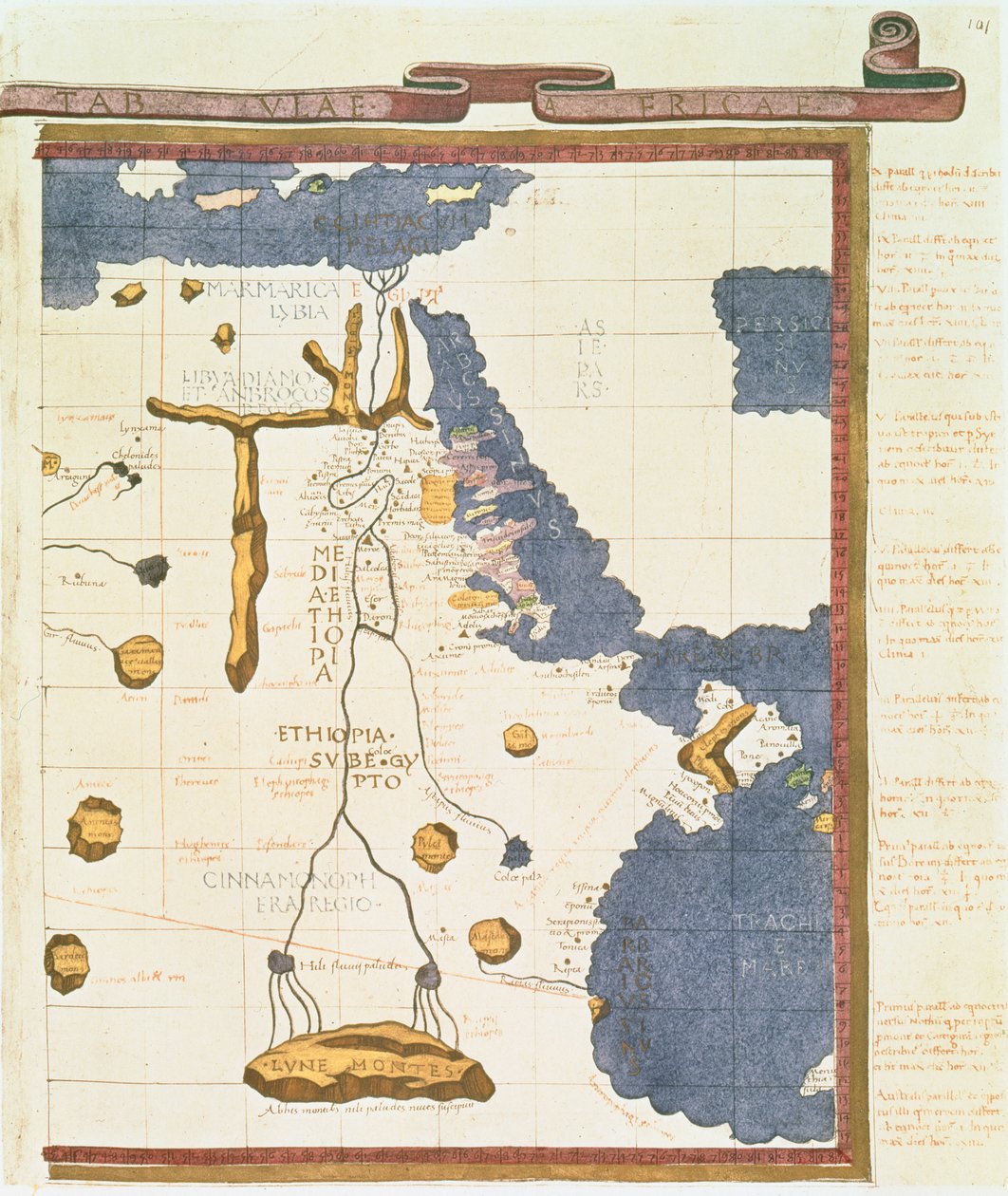 Kaart van Egypte tot Ethiopië, uit het Ptolemaeus-manuscript, c.1470, illustratie uit 