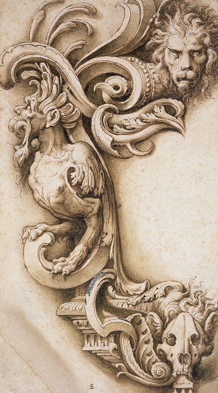 Groteque Scroll door Jacopo Ligozzi