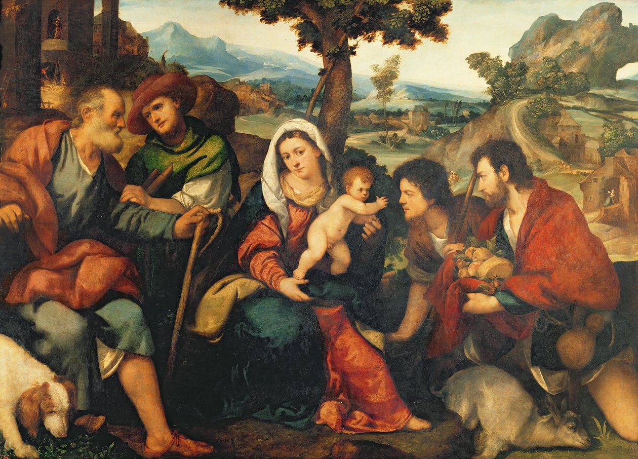 De aanbidding van de herders door Jacopo Palma