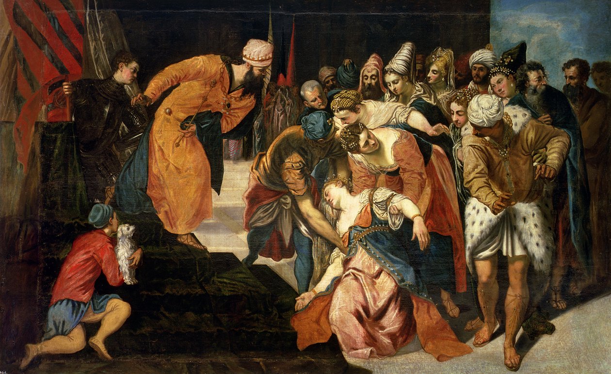 Esther voor Ahasveros, 1548 door Jacopo Robusti Tintoretto