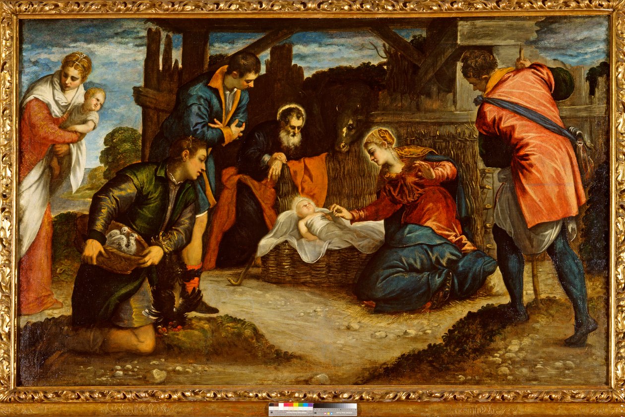 De Aanbidding van de Herders, 1540s door Jacopo Robusti Tintoretto