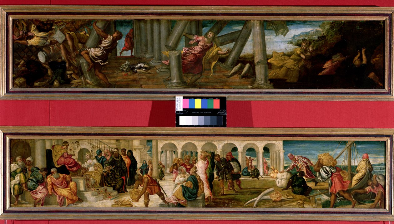 De dood van Samson; De koningin van Sheba voor koning Salomo (een paar), 1543 door Jacopo Robusti Tintoretto