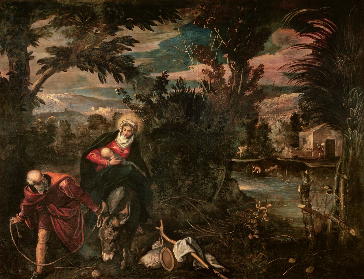 De vlucht naar Egypte, ca. 1575-77 door Jacopo Robusti Tintoretto
