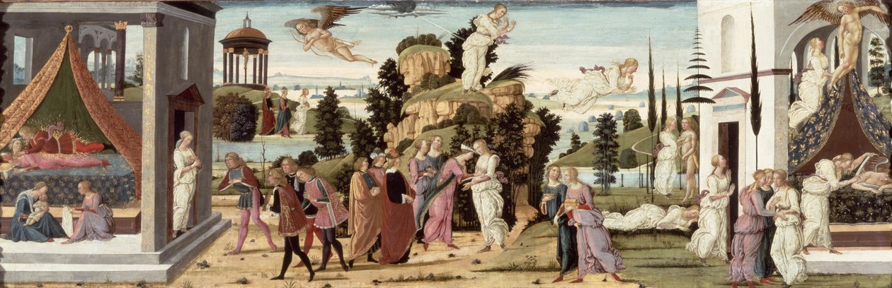 Het Verhaal van Cupido en Psyche (paneel) door Jacopo del Sellaio