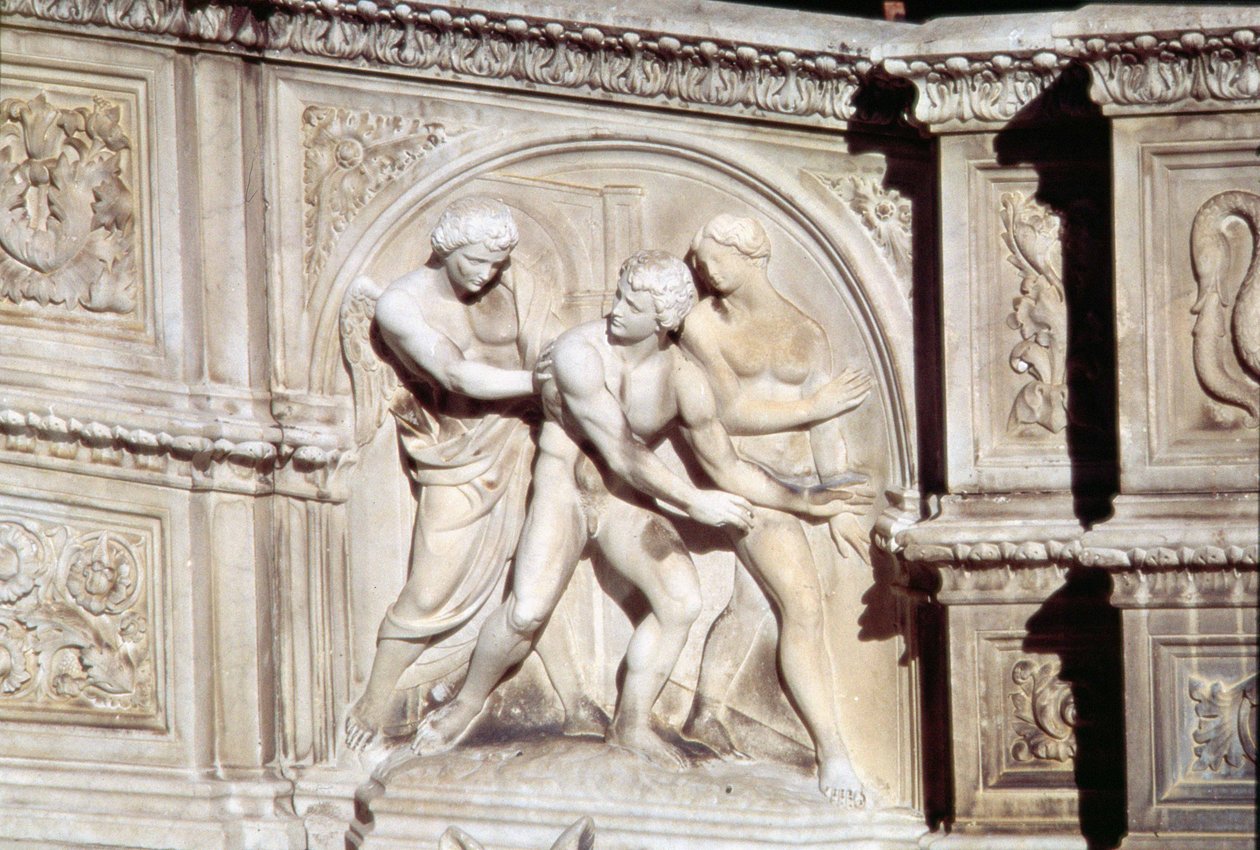 Fonte Gaia (marmer) (detail) door Jacopo della Quercia