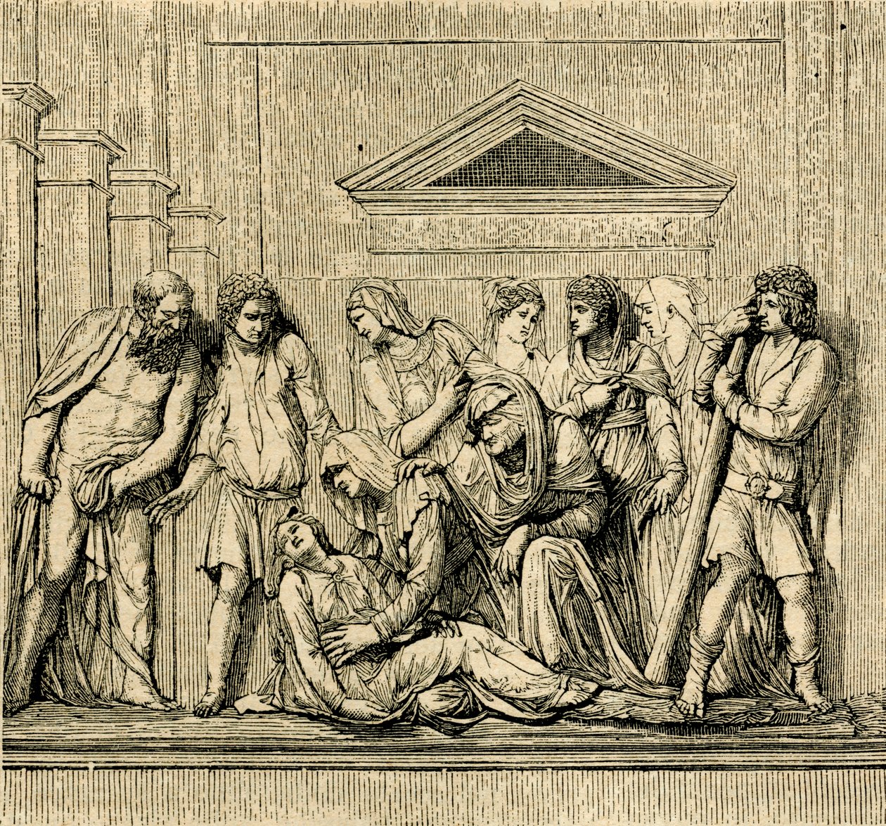 Sint Antonius wekt verdronken vrouw tot leven, marmeren reliëf door Jacopo Sansovino (1486-1570), basiliek van Sint Antonius van Padua, Padua, Veneto, Italië door Jacopo (1486 1570) Sansovino