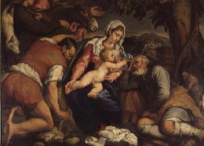 De Aanbidding van de Herders door Jacopo Bassano
