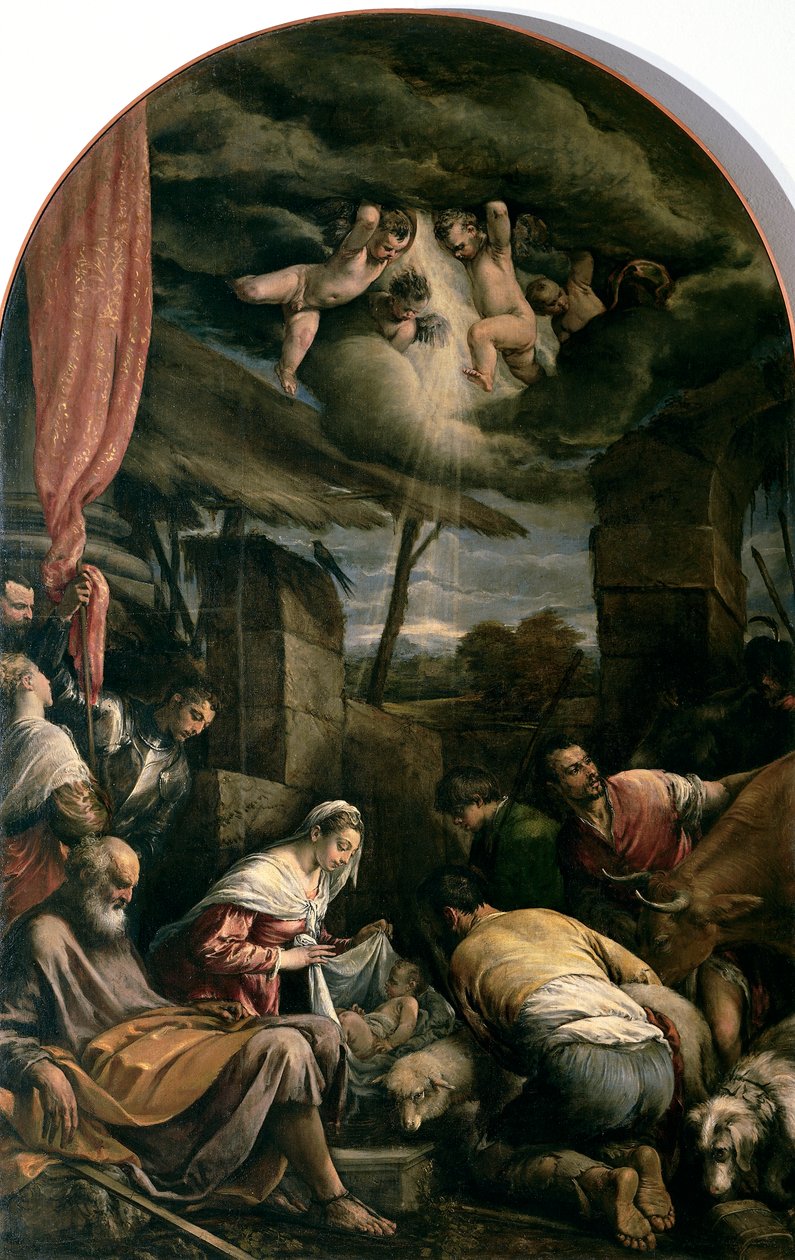 Aanbidding van de herders door Jacopo (1510 92) Bassano