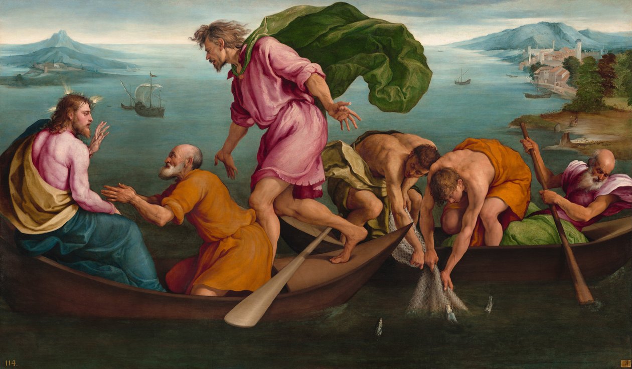 De wonderbaarlijke visvangst door Jacopo (1510-92) Bassano