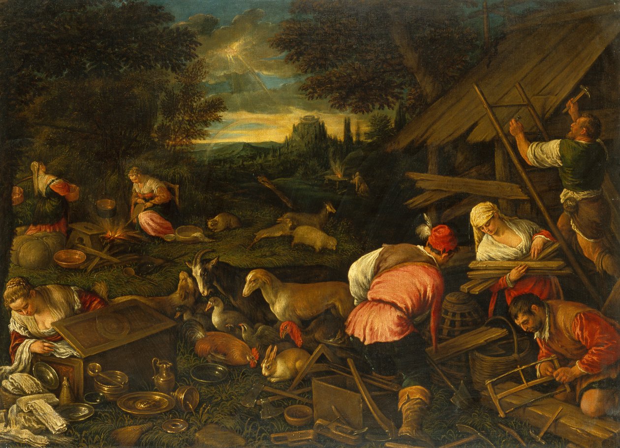 God spreekt tot Noach na de zondvloed, c.1578 door Jacopo and Bassano Francesco (F. da Ponte) Bassano