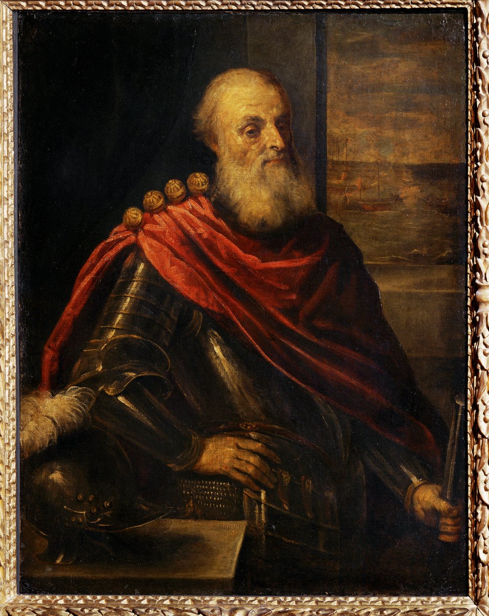 Portret van Vincenzo Cappello, Venetiaanse admiraal, ook bekend als Portret van Nicolo Capello, "gouverneur" van een galei ... door Jacopo (c.1480 1528) Palma