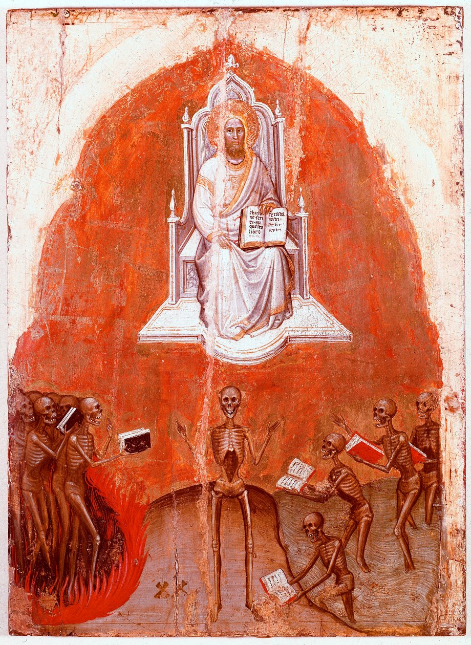 Linker paneel van het Polyptiek van de Openbaring: Christus met het Boek des Levens (detrempe op hout door Jacobello Alberegno, ca. 1360-1390) door Jacopo Alberegno