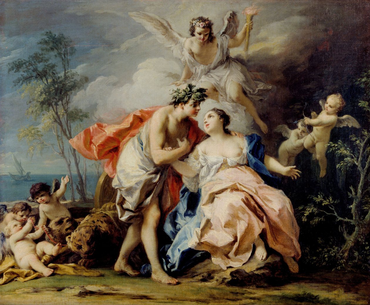 Bacchus en Ariadne door Jacopo Amigoni