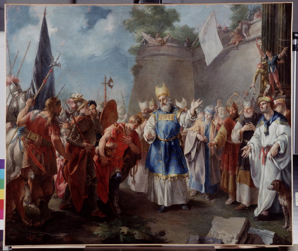 Keizer Alexander brengt hulde aan de hogepriester Jaddus. Schilderij toegeschreven aan Jacopo Amigoni door Jacopo Amigoni