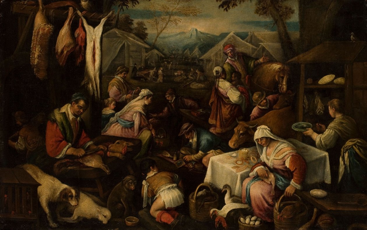 Markttafereel door Jacopo Bassano