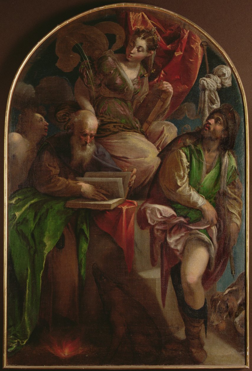 St. Justina van Padua op de troon met St. Sebastian, St. Antonius Abt en St. Rochus, c.1557-60 door Jacopo Bassano