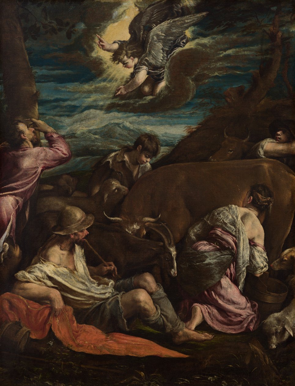 De verkondiging aan de herders door Jacopo Bassano