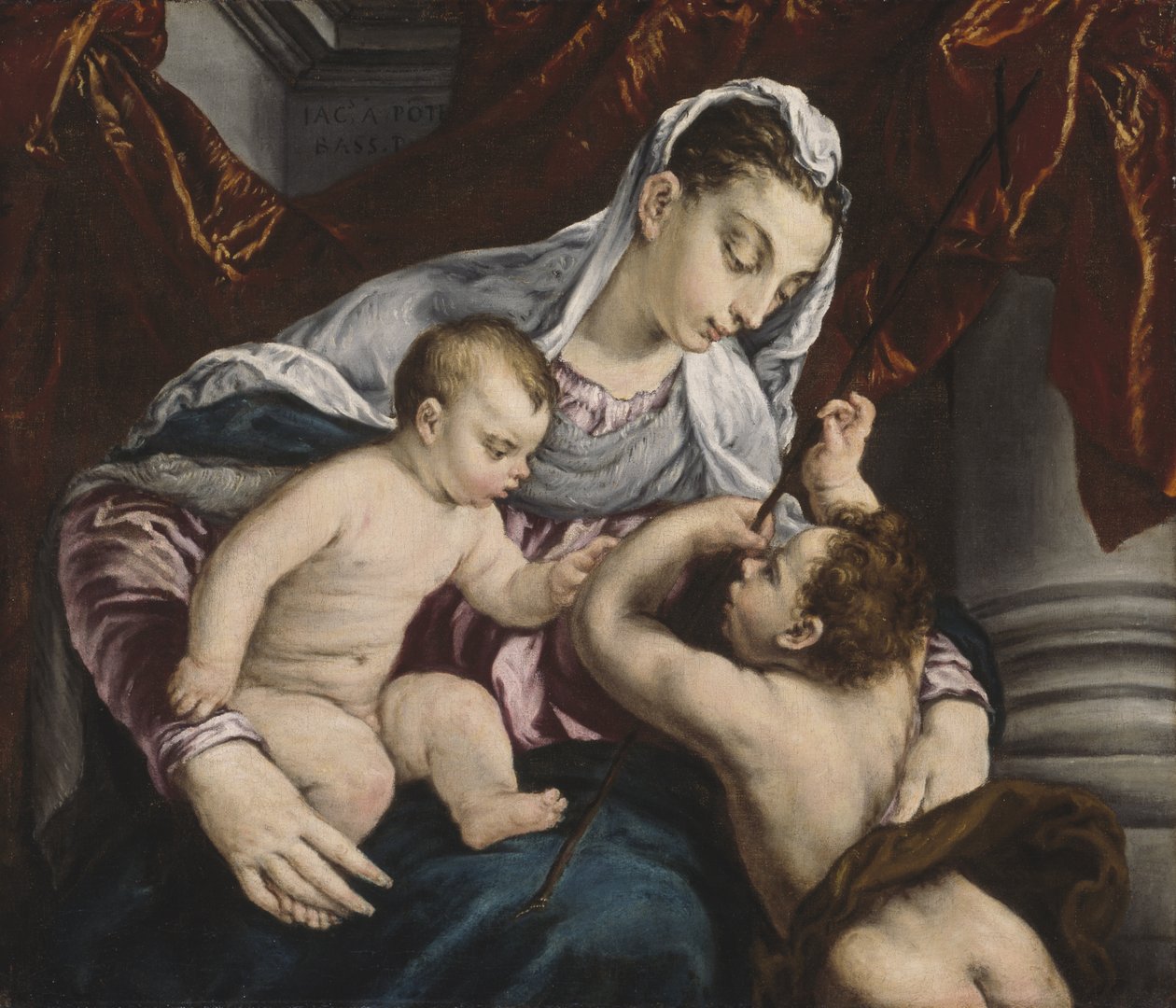 Maagd en kind met de jonge Sint Jan de Doper, 1560/65 door Jacopo Bassano