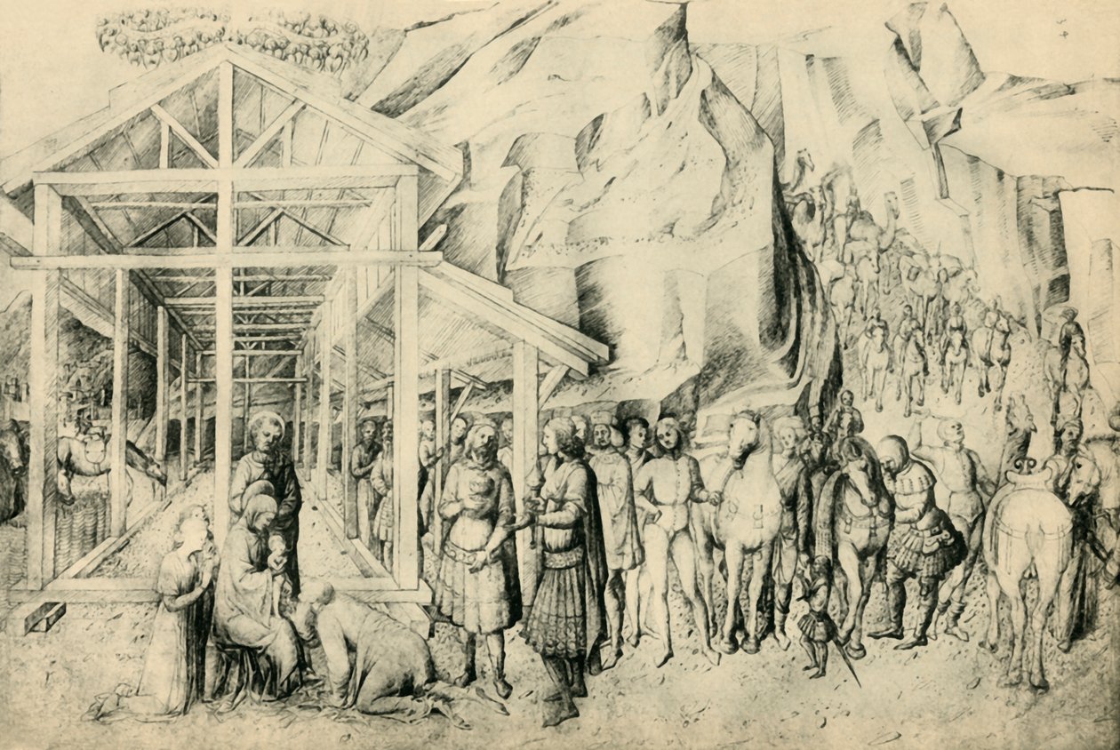 Aanbidding der Wijzen, ca. 1430-1460, 1943 door Jacopo Bellini