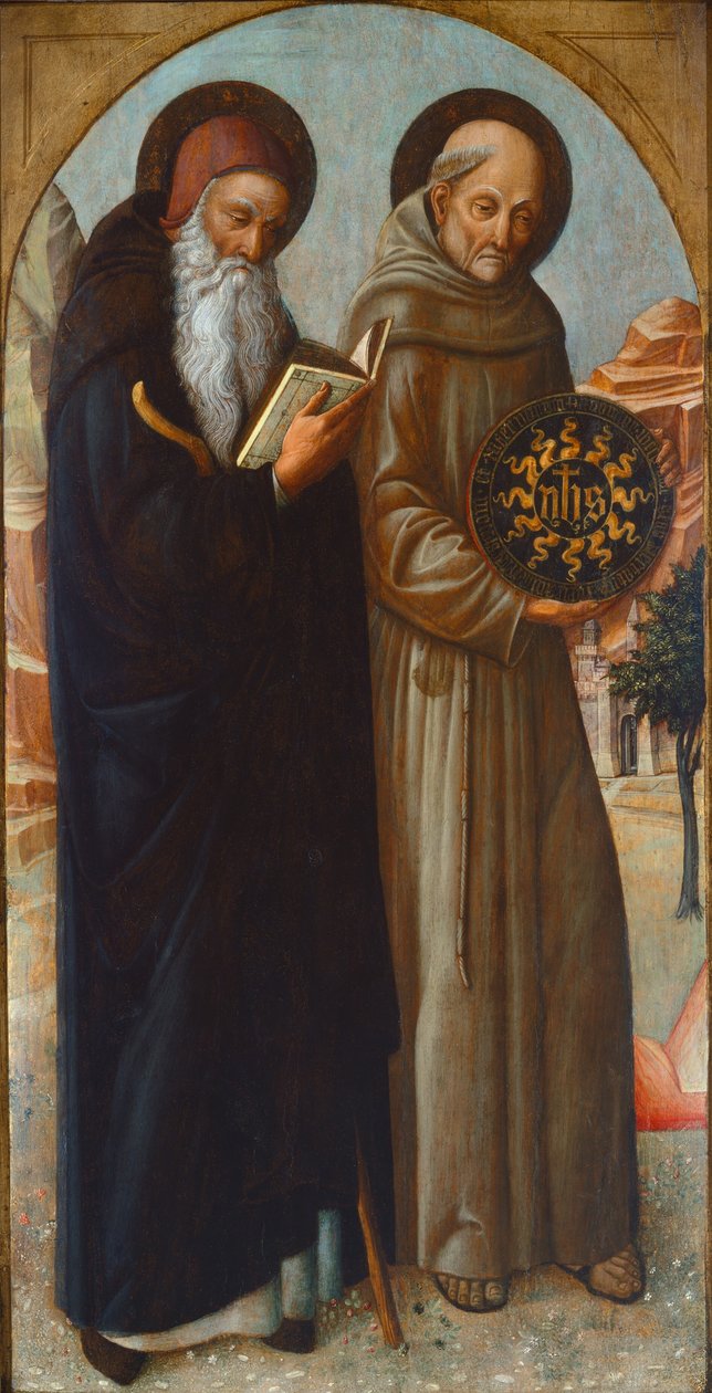 Sint Antonius Abt en Sint Bernardinus van Siena, 1459 door Jacopo Bellini