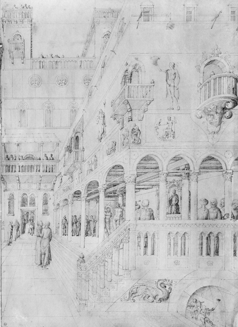 De geseling, uit het album van tekeningen van Jacopo Bellini door Jacopo Bellini